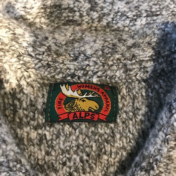 Vintage Alps British Wool Blend Grey White Sweater Women’s Size XL - Picture 7 of 8